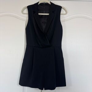 Alice + Olivia Employed Black Tuxedo Romper Sleeveless Blazer Style -Size 4